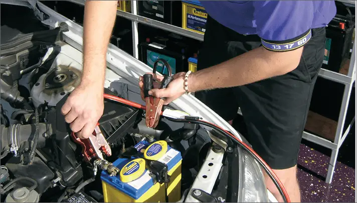 Jump-starting-car battery