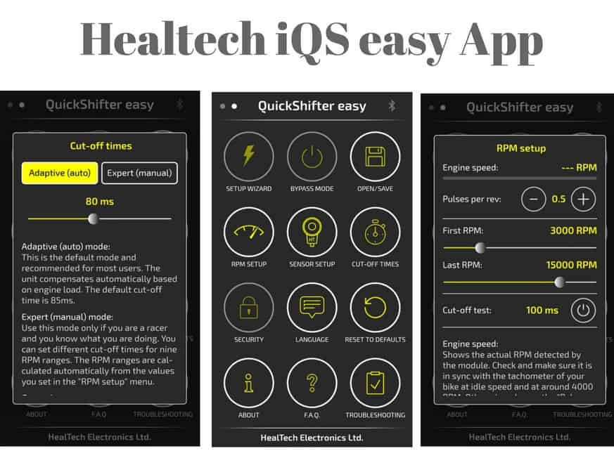 Healtech Quickshifter App available for iOS and Android